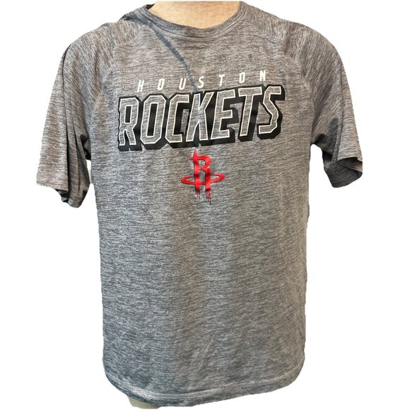 Houston Rockets Shirt NBA Activewear Crew Neck Tee Gray Short Sleeve Sz L - Picture 1 of 7